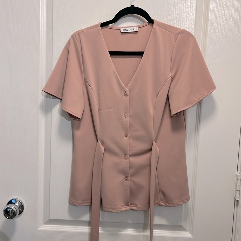 Blush peplum top